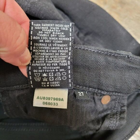 7 For All Mankind The Ankle Skinny Jeans in Black Sand Broken Twill Size 27 - Picture 16 of 16